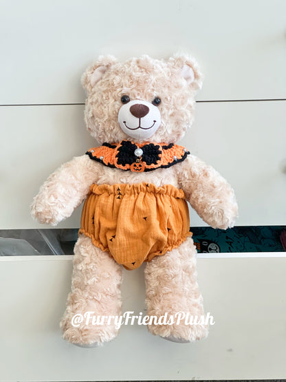 Build-A-Bear Standard plush clothing outfits - Halloween pumpkin pull-ups and bibs set