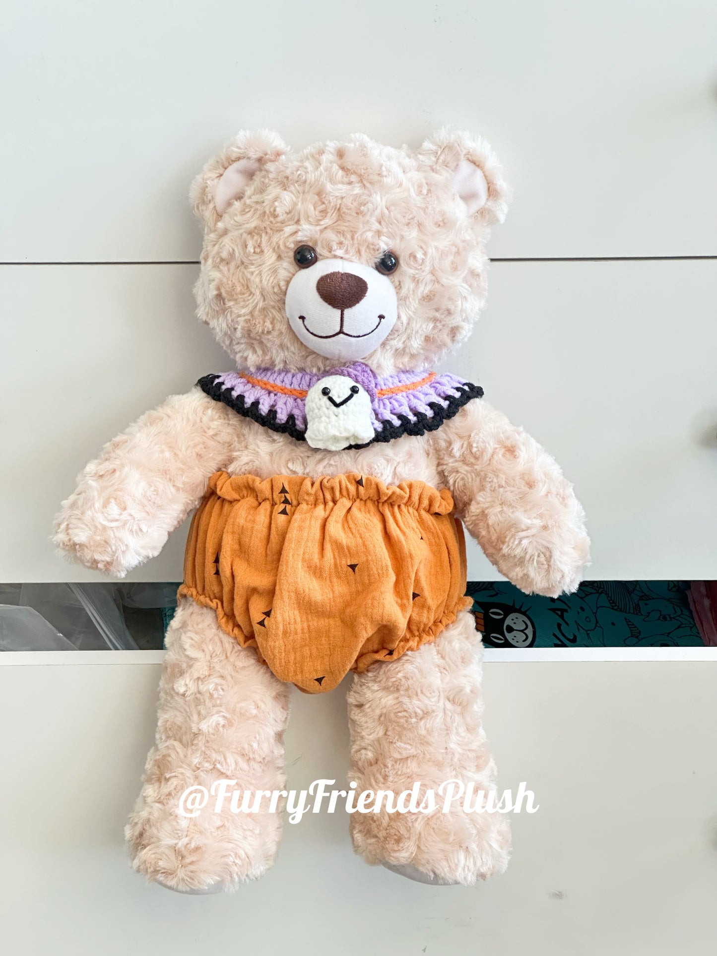 Build-A-Bear Standard plush clothing outfits - Halloween pumpkin pull-ups and bibs set