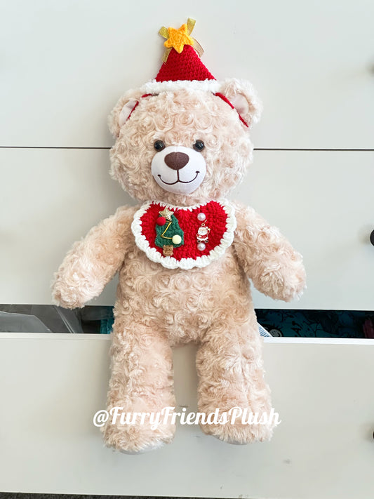Build-A-Bear Standard plush clothing outfits - Christmas red crochet hat scarf set