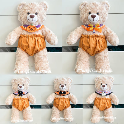 Build-A-Bear Standard plush clothing outfits - Halloween pumpkin pull-ups and bibs set
