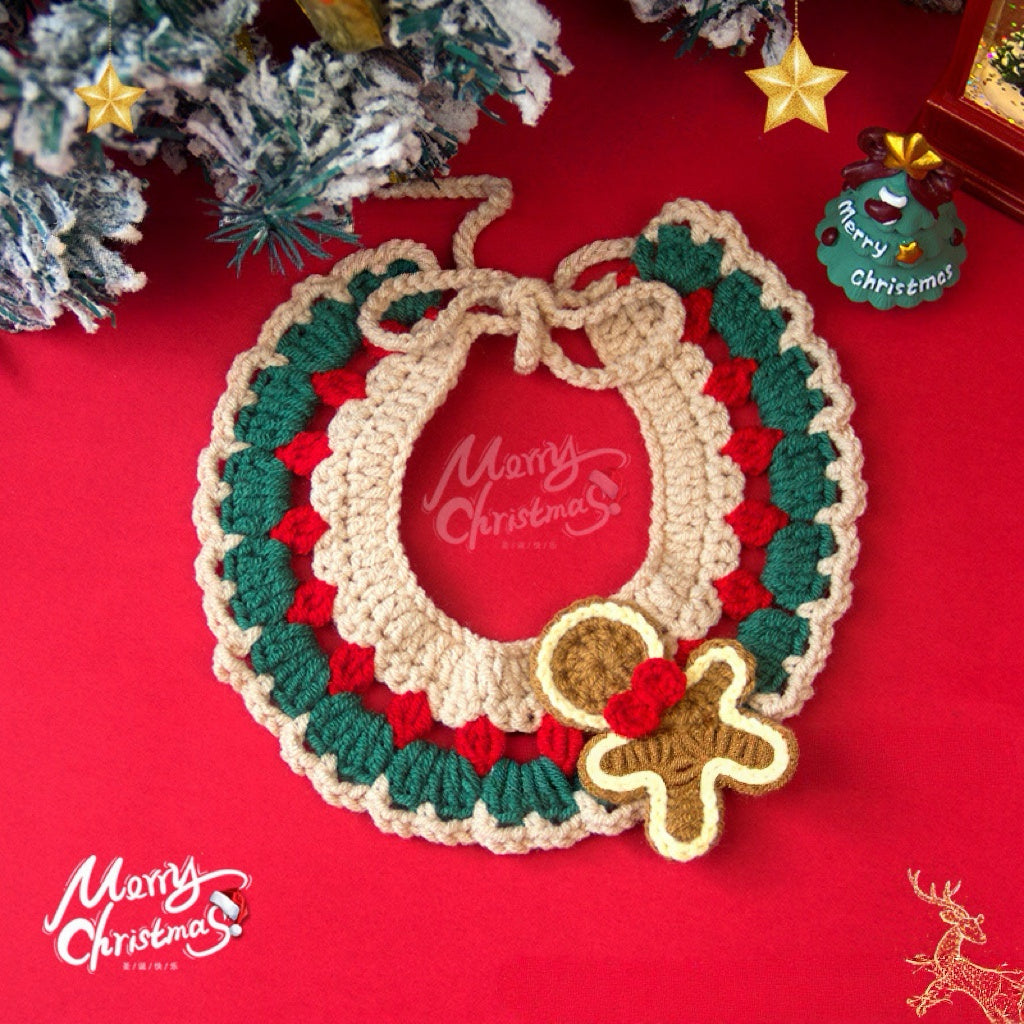 Weihnachtliches Häkel-Lätzchen-Outfit für Plüschtiere – Größe Medium/Large (MXM-B25)