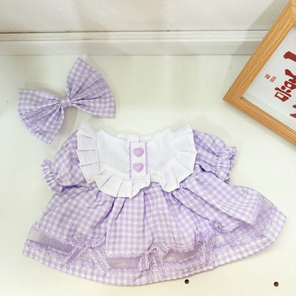 Medium Bartholomew bear clothes outfits - Purple Heart Plaid Dress