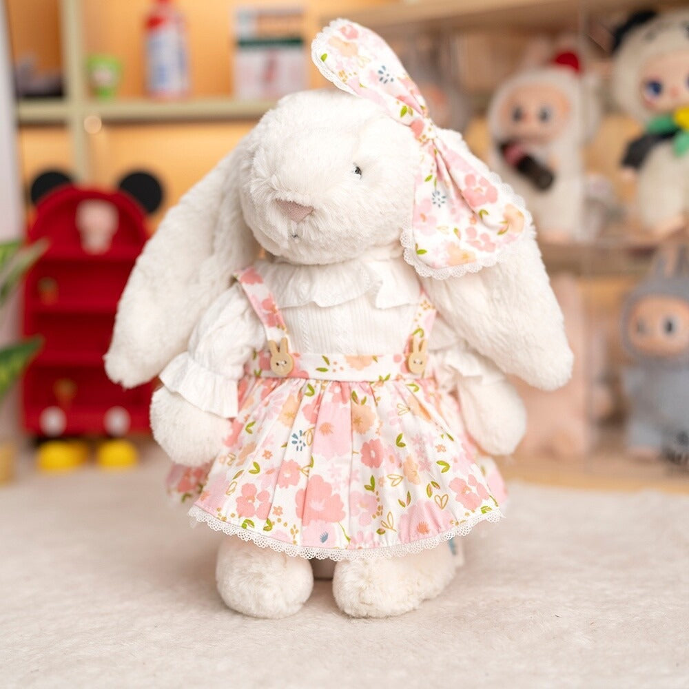 Pink Floral Dress with Wooden Buttons for Bartholomew Bear Plush – 10-Inch Outfit