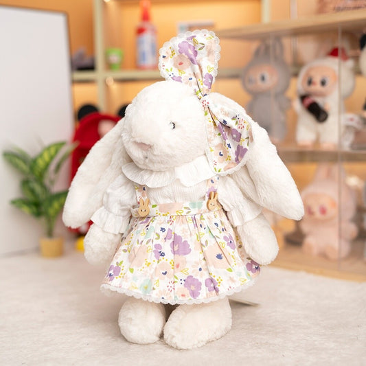Purple Floral Dress with Wooden Buttons for Bartholomew Bear Plush – 10-Inch Outfit