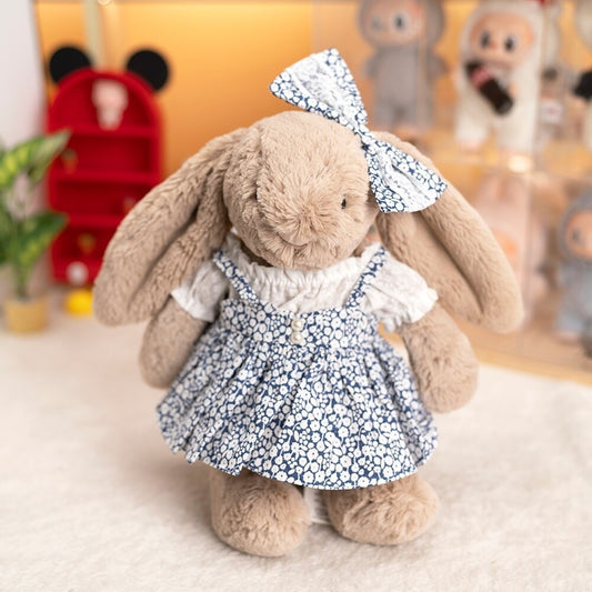 Blue Floral Pinafore Dress for Bartholomew Bear Plush – 10-Inch Outfit