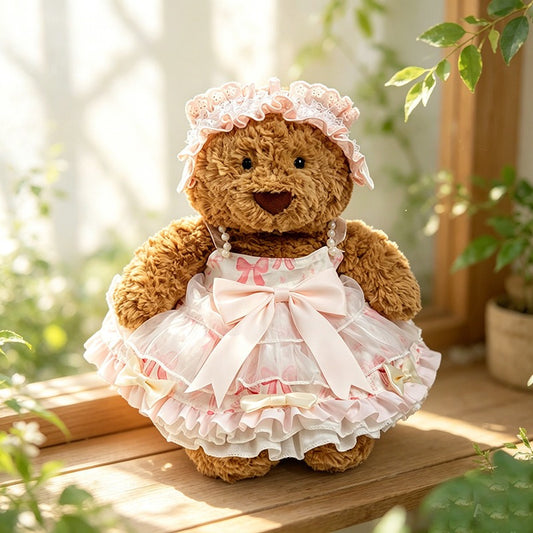 Medium Bartholomew bear clothes outfits - Pink Bow Princess Dress