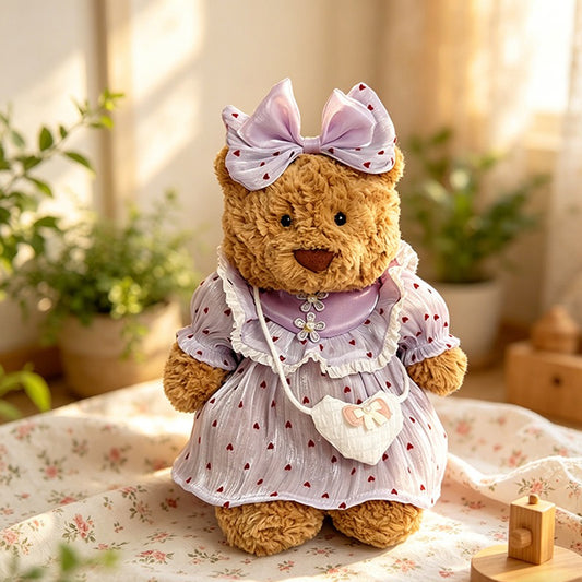 Medium Bartholomew bear clothes outfits - Purple Heart Dream Dress