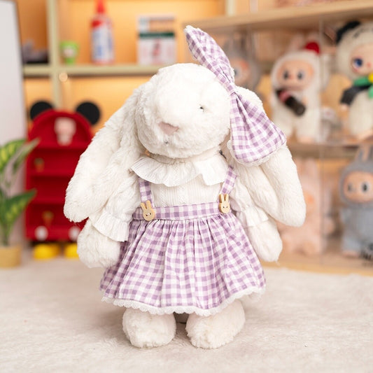 Purple Gingham Dress with Wooden Buttons for Bartholomew Bear Plush – 10-Inch Outfit