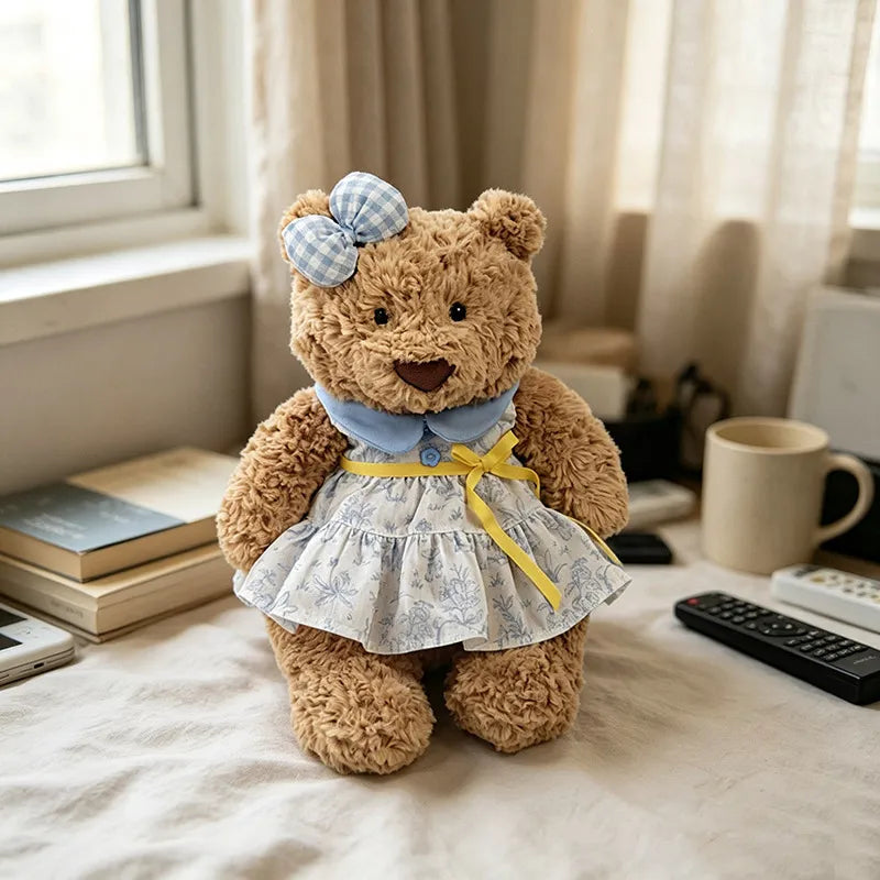 Blue Collar Dress with Yellow Ribbon Costume for Bartholomew Bear Plush – 10-Inch Outfit