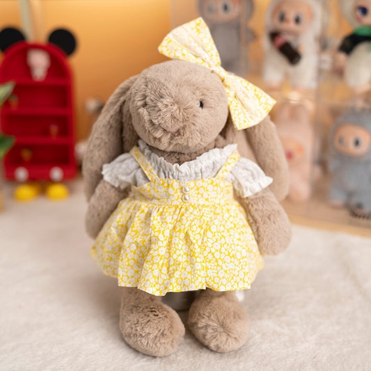 Yellow Floral Pinafore Dress for Bartholomew Bear Plush – 10-Inch Outfit