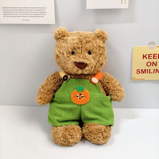 Medium Bartholomew bear clothes outfits - Green Orange Overalls