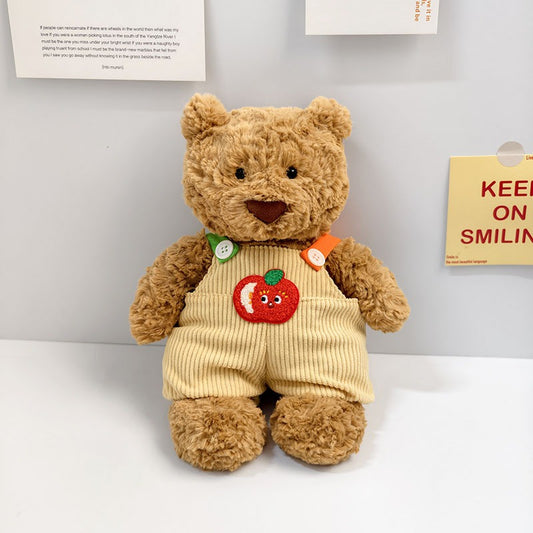 Medium Bartholomew bear clothes outfits - Yellow Apple Overalls