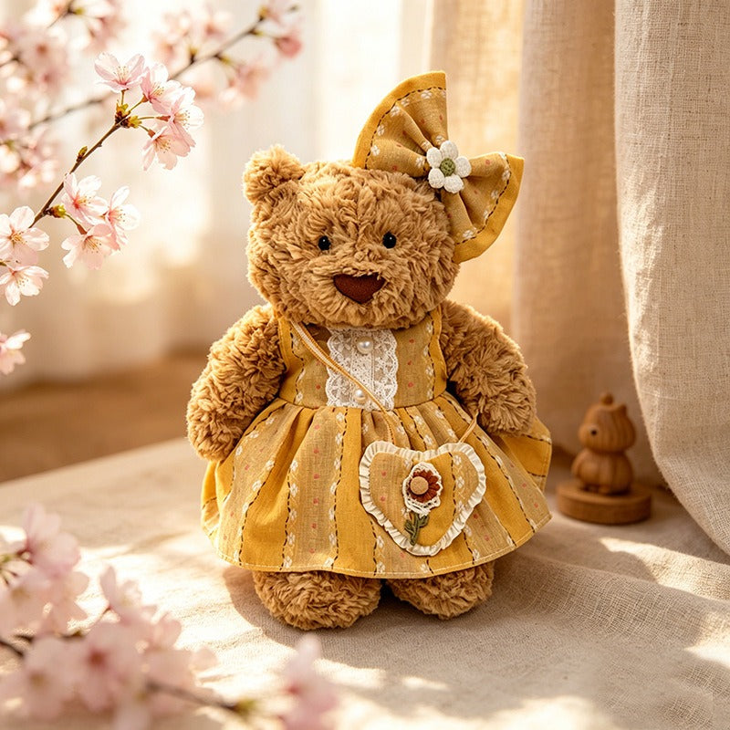 Medium Bartholomew bear clothes outfits - Yellow Dress with Crossbody Bag