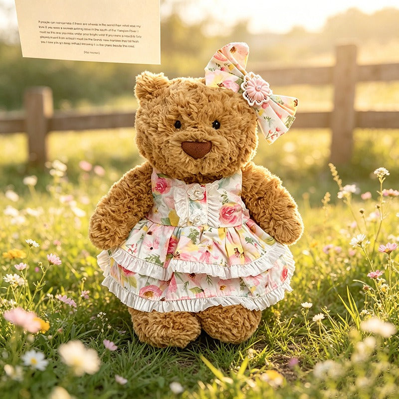 Medium Bartholomew bear clothes outfits - Pink Blooming Floral Dress