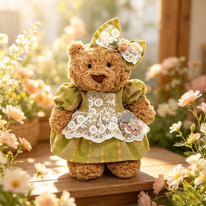 Medium Bartholomew bear clothes outfits - Green Lace Trim Dress