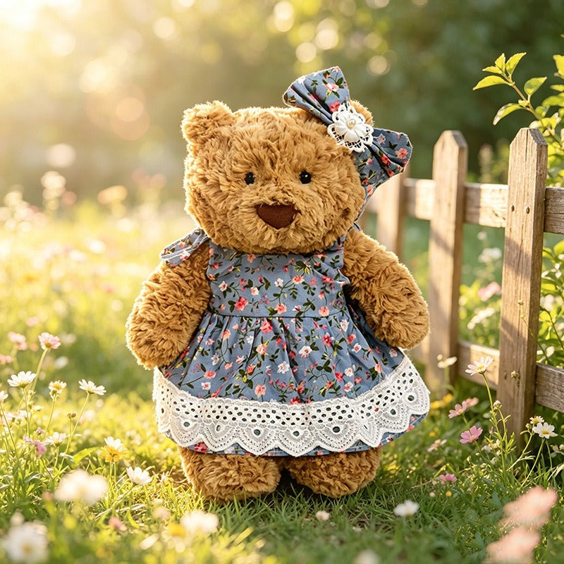 Medium Bartholomew bear clothes outfits - Lake Blue Floral Lace Dress