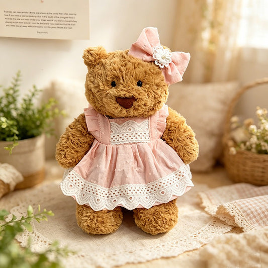 Medium Bartholomew bear clothes outfits - Fresh Pink Lace Trim Dress