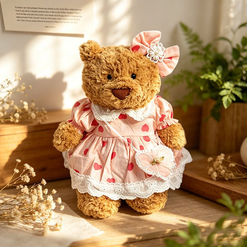 Medium Bartholomew bear clothes outfits - Pink Heart Dress & Crossbody Bag Outfit