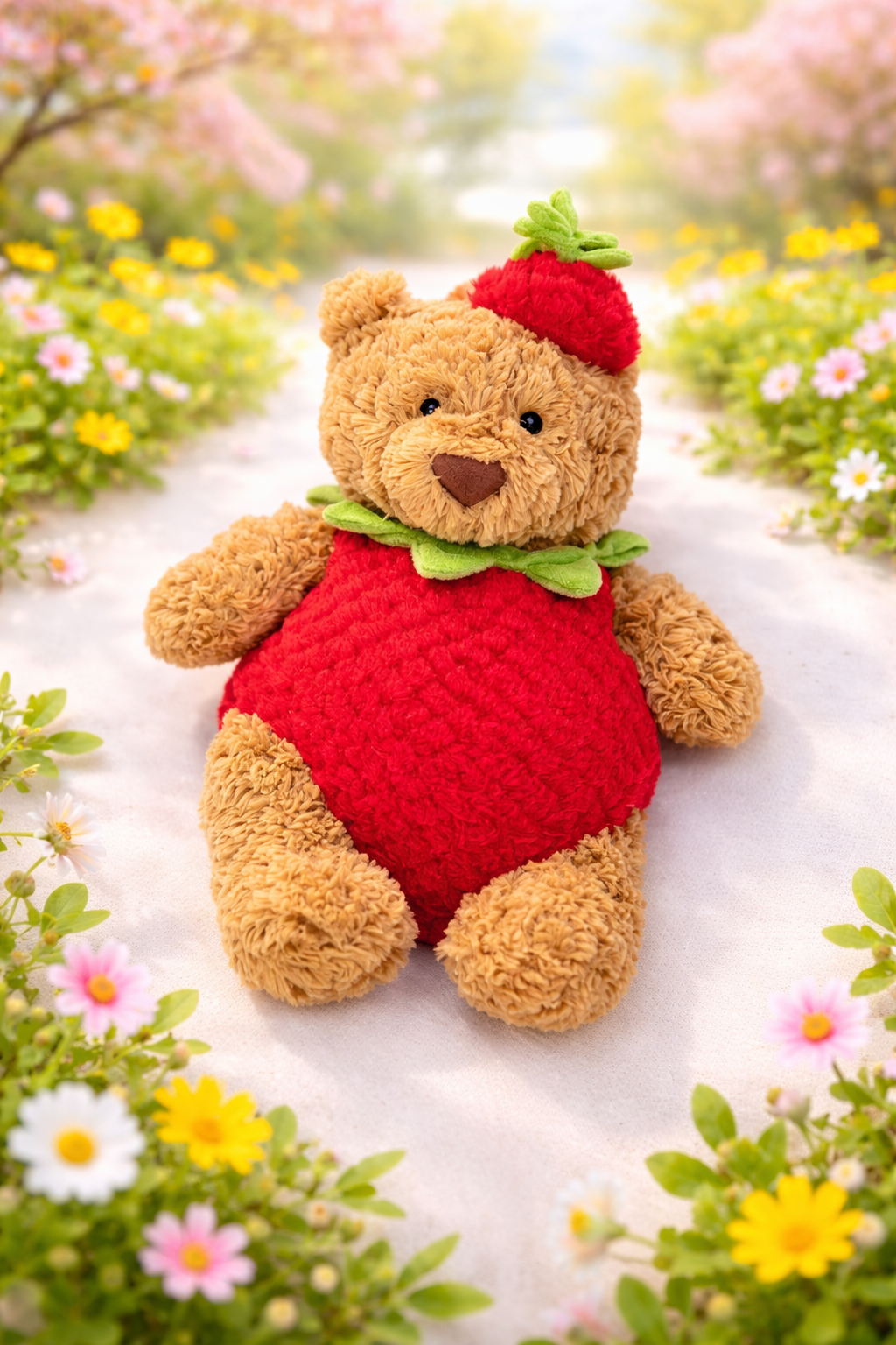 Light Leaves Strawberry Costume for Bartholomew Bear Plush – 10-Inch Outfit
