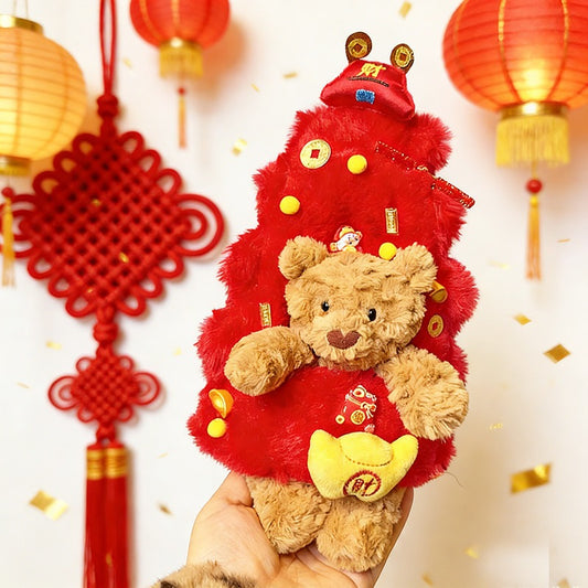 Chinese New Year Red Plush Costume for Bartholomew Bear Plush – 6-Inch Outfit