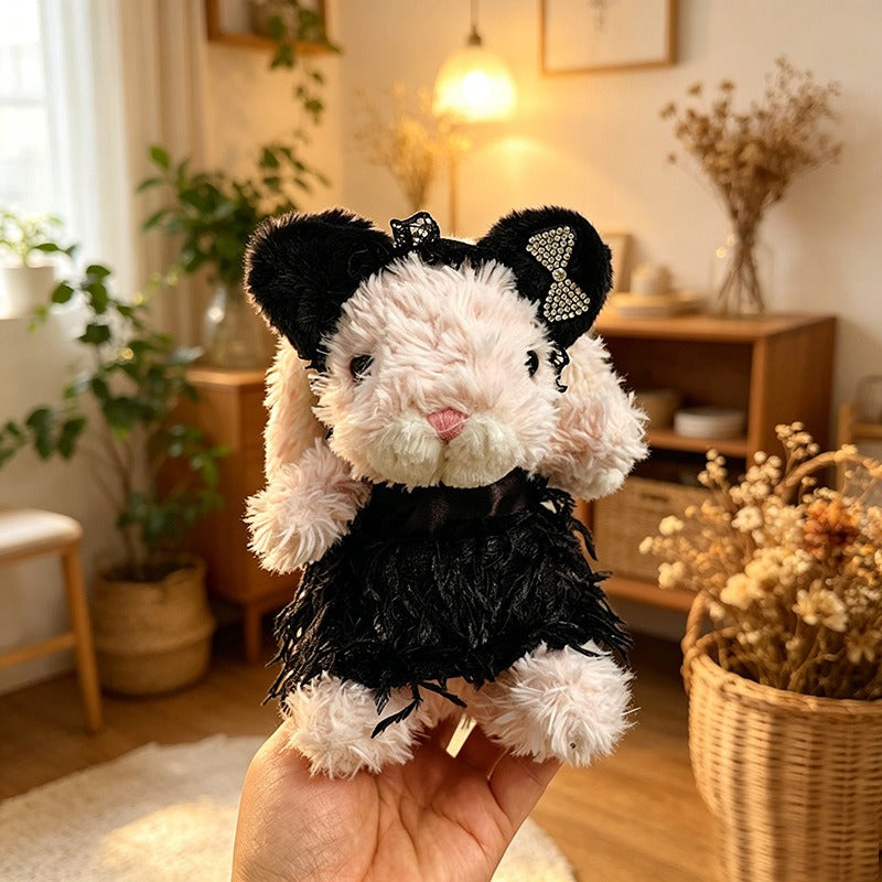 Tiny Bartholomew Bear clothes outfits - Black Feather Slip Dress & Black Headband