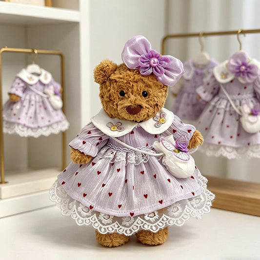 Tiny Bartholomew Bear clothes outfits - Purple Butterfly Dream Dress