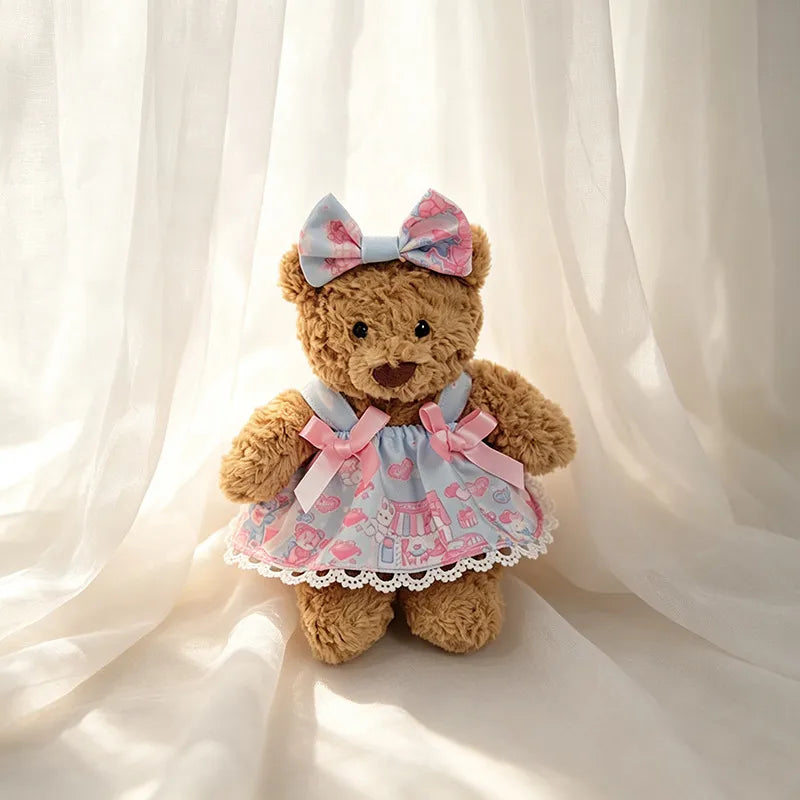Pink & Blue Cartoon Dress for Bartholomew Bear Plush – 6-Inch Outfit