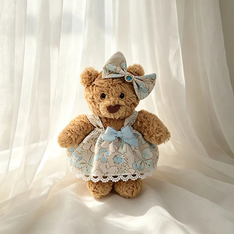 Light Blue Floral Dress for Bartholomew Bear Plush – 6-Inch Outfit
