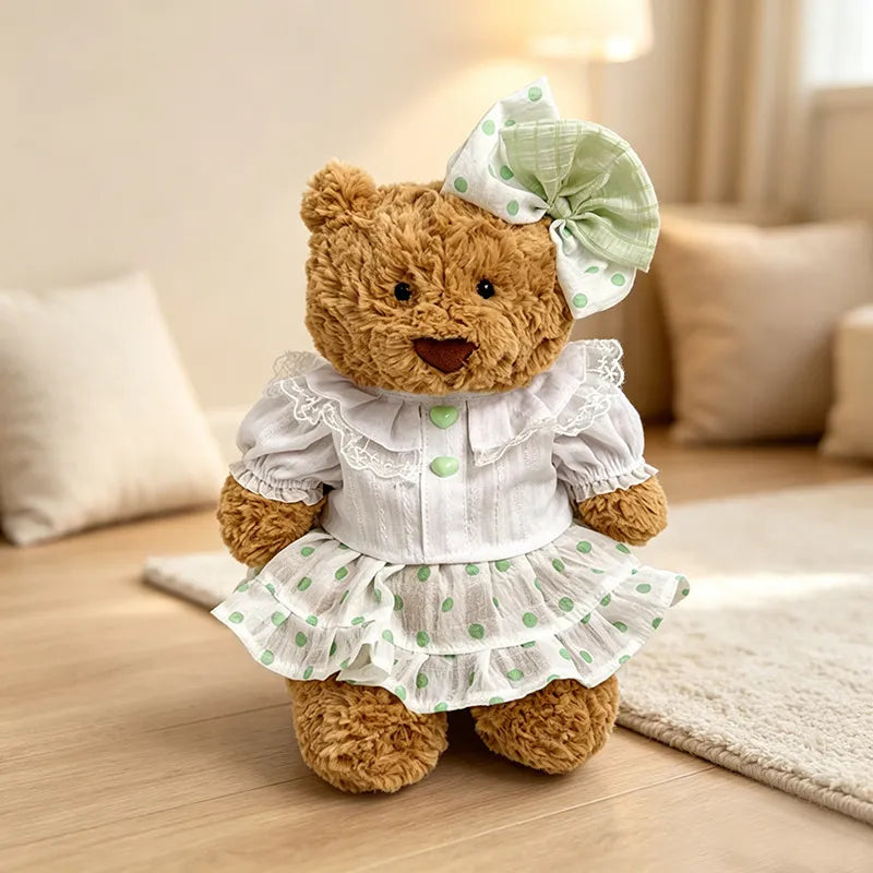 Medium Bartholomew bear clothes outfits - Green Button Polka Dot Dress