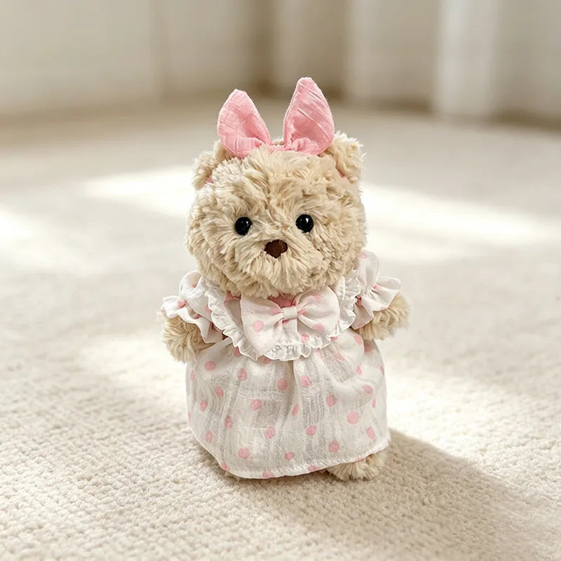 Bartholomew Bear Junior clothes outfits - Pink Polka Dot Chiffon Dress