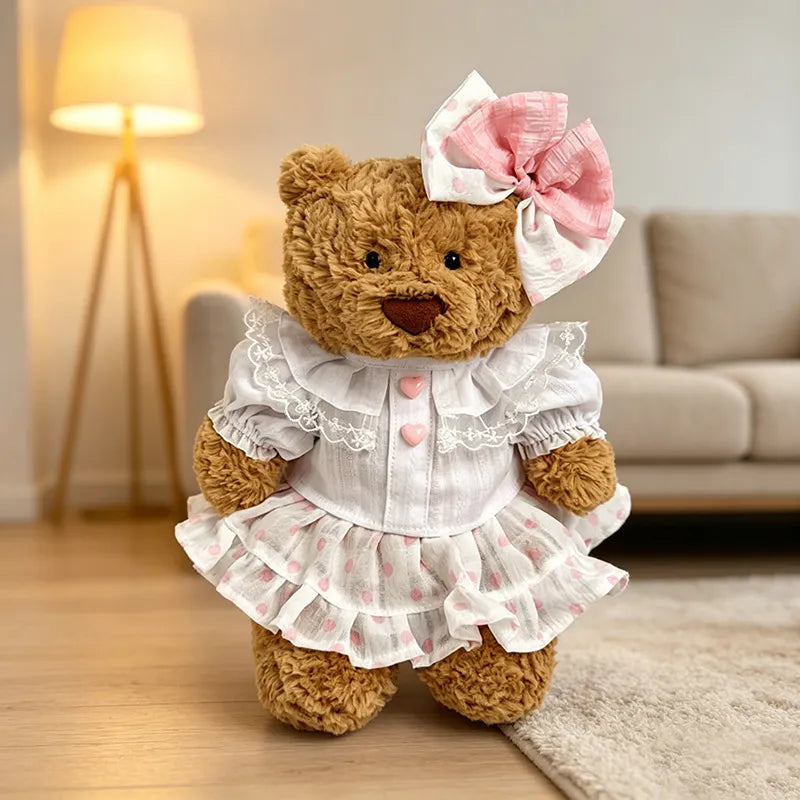Medium Bartholomew bear clothes outfits - Pink Button Polka Dot Dress