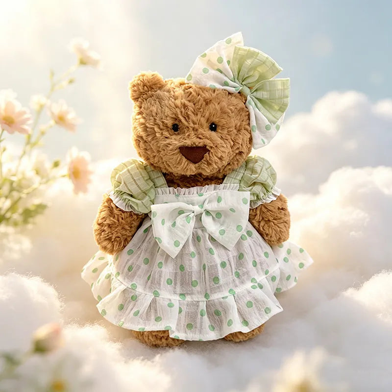 Medium Bartholomew bear clothes outfits - Green Polka Dot Chiffon Dress
