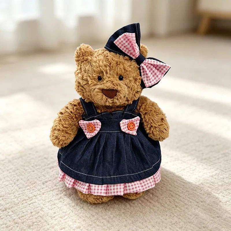 Medium Bartholomew bear clothes outfits - Pink Plaid Denim Dress