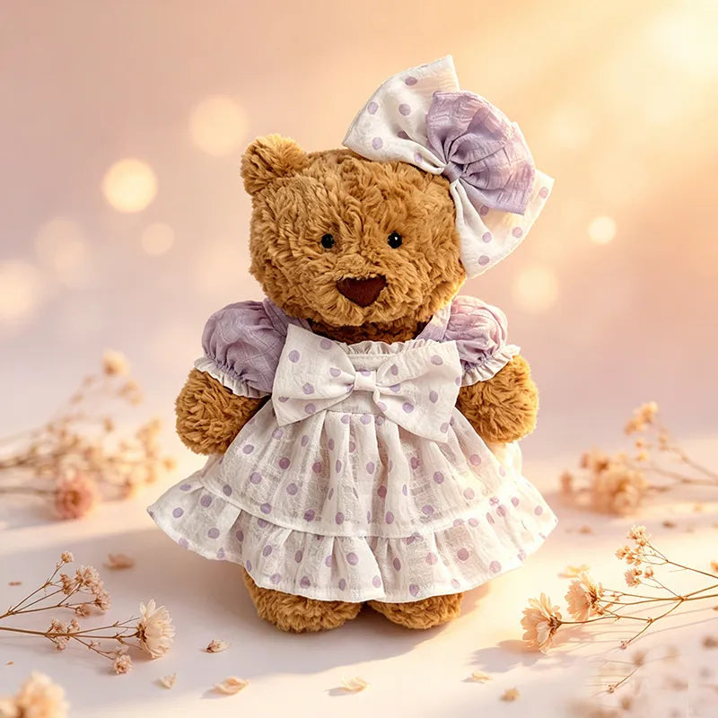 Medium Bartholomew bear clothes outfits - Purple Polka Dot Chiffon Dress