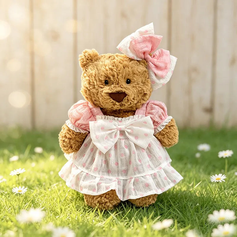 Medium Bartholomew bear clothes outfits - Pink Polka Dot Chiffon Dress