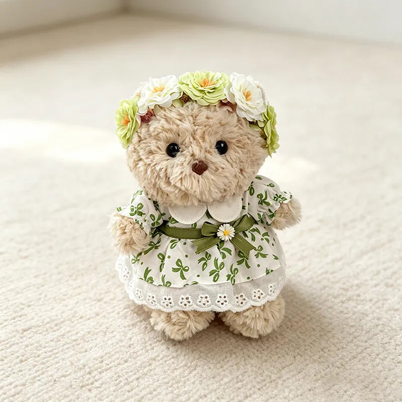 Bartholomew Bear Junior clothes outfits - Green & White Bow Dress