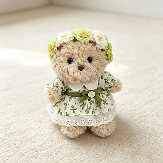 Bartholomew Bear Junior clothes outfits - Green & White Bow Dress