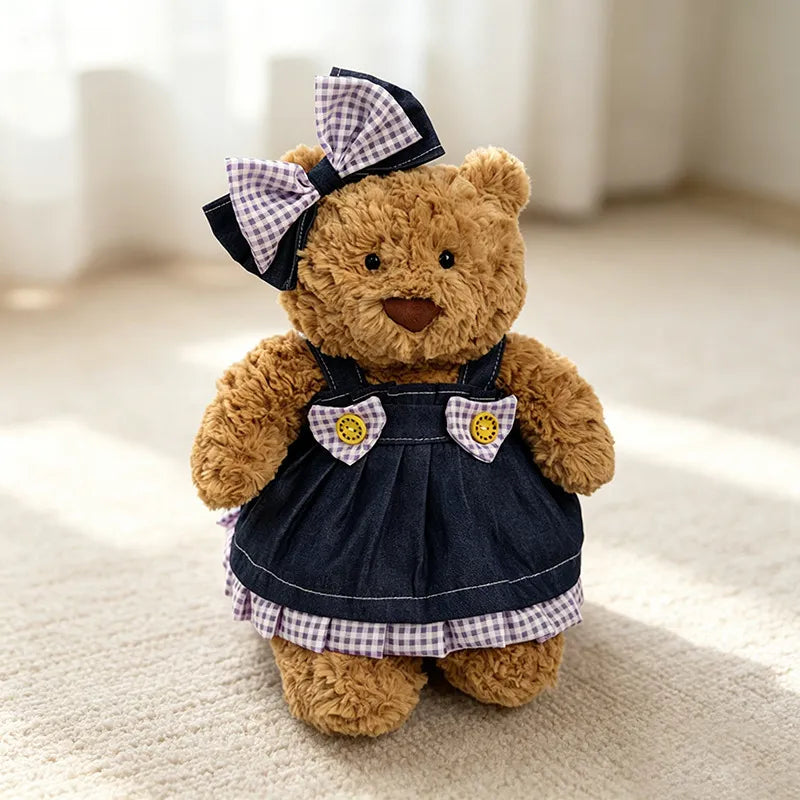 Medium Bartholomew bear clothes outfits - Purple Plaid Denim Dress