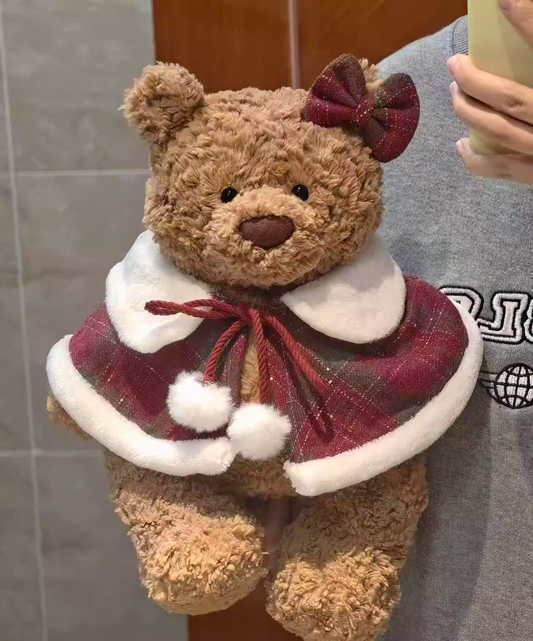 Christmas Red Cloak Costume for Bartholomew Bear Plush – 10–14 Inch Outfit