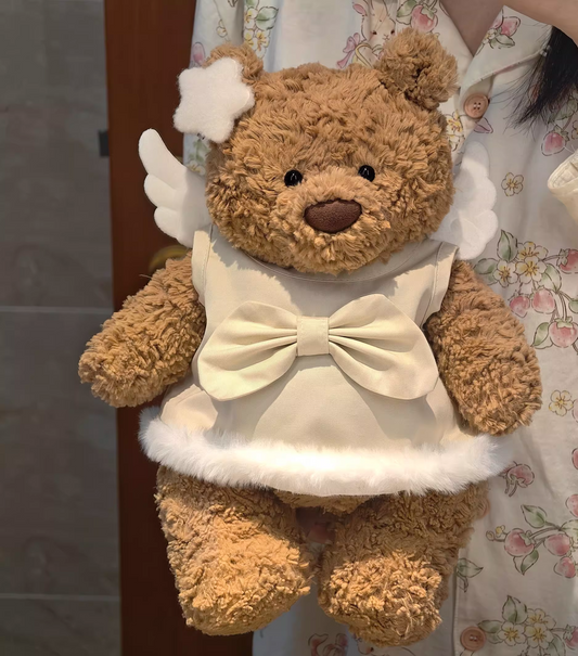 Angel Dress Beige Costume for Bartholomew Bear Plush – 10–14 Inch Outfit