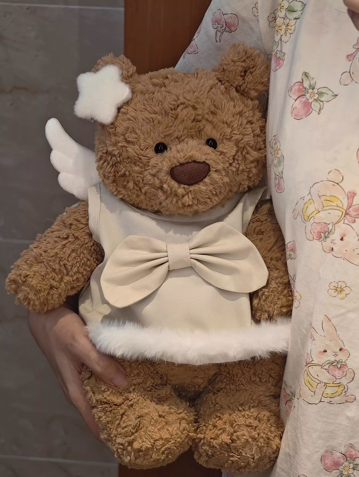 Angel Dress Beige Costume for Bartholomew Bear Plush – 10–14 Inch Outfit