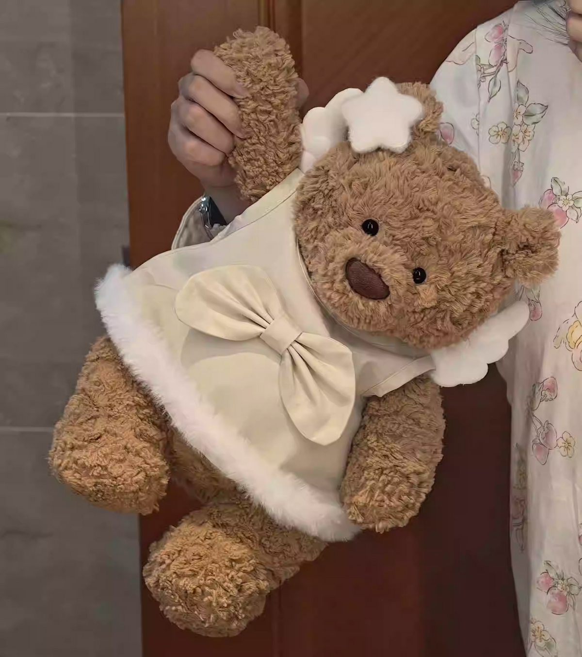 Angel Dress Beige Costume for Bartholomew Bear Plush – 10–14 Inch Outfit