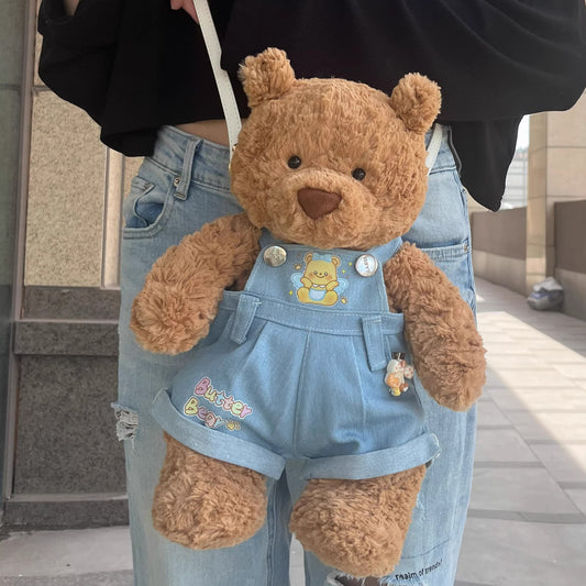 Denim Outfit with Carry Strap Costume for Bartholomew Bear Plush – 10-Inch Outfit