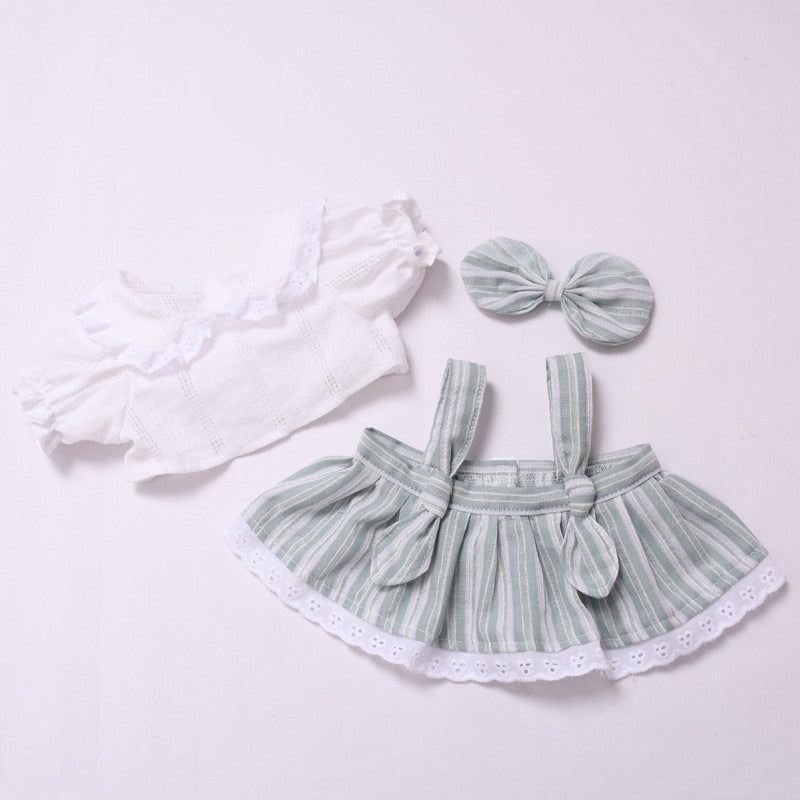 Bartholomew bear clothes outfits - Blue Striped T-Shirt & Shirt Dress Set