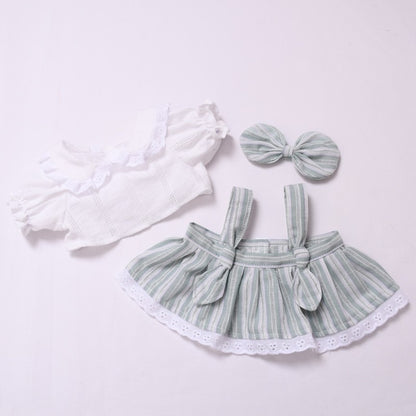 Bartholomew bear clothes outfits - Blue Striped T-Shirt & Shirt Dress Set