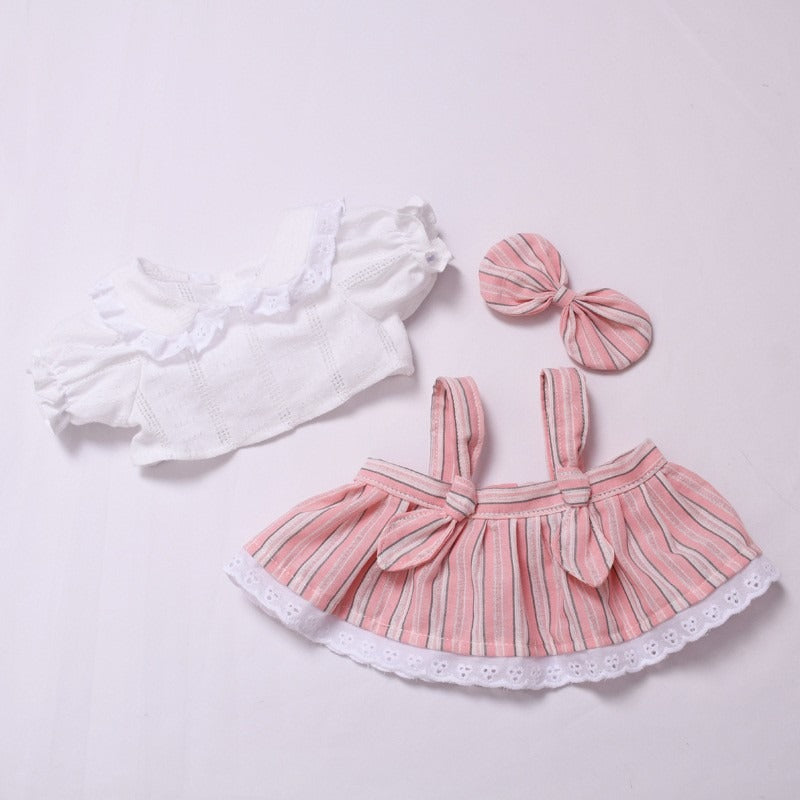 Bartholomew bear clothes outfits - Pink Striped T-Shirt & Shirt Dress Set
