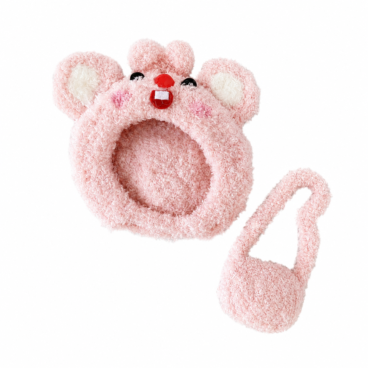 Amusable peanut/Small peanut penguin outfit - Pink Beaver Hood & Crossbody Bag Set
