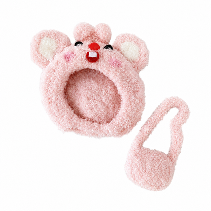 Amusable peanut/Small peanut penguin outfit - Pink Beaver Hood & Crossbody Bag Set