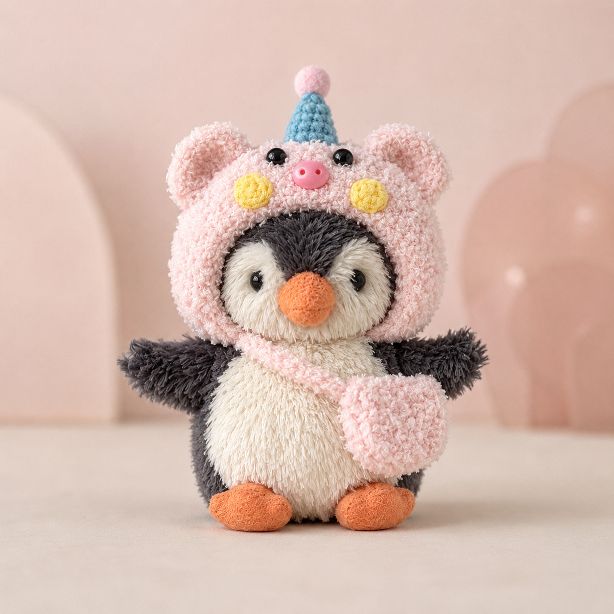Amusable peanut/Small peanut penguin outfit - Pig Hood & Crossbody Bag Set