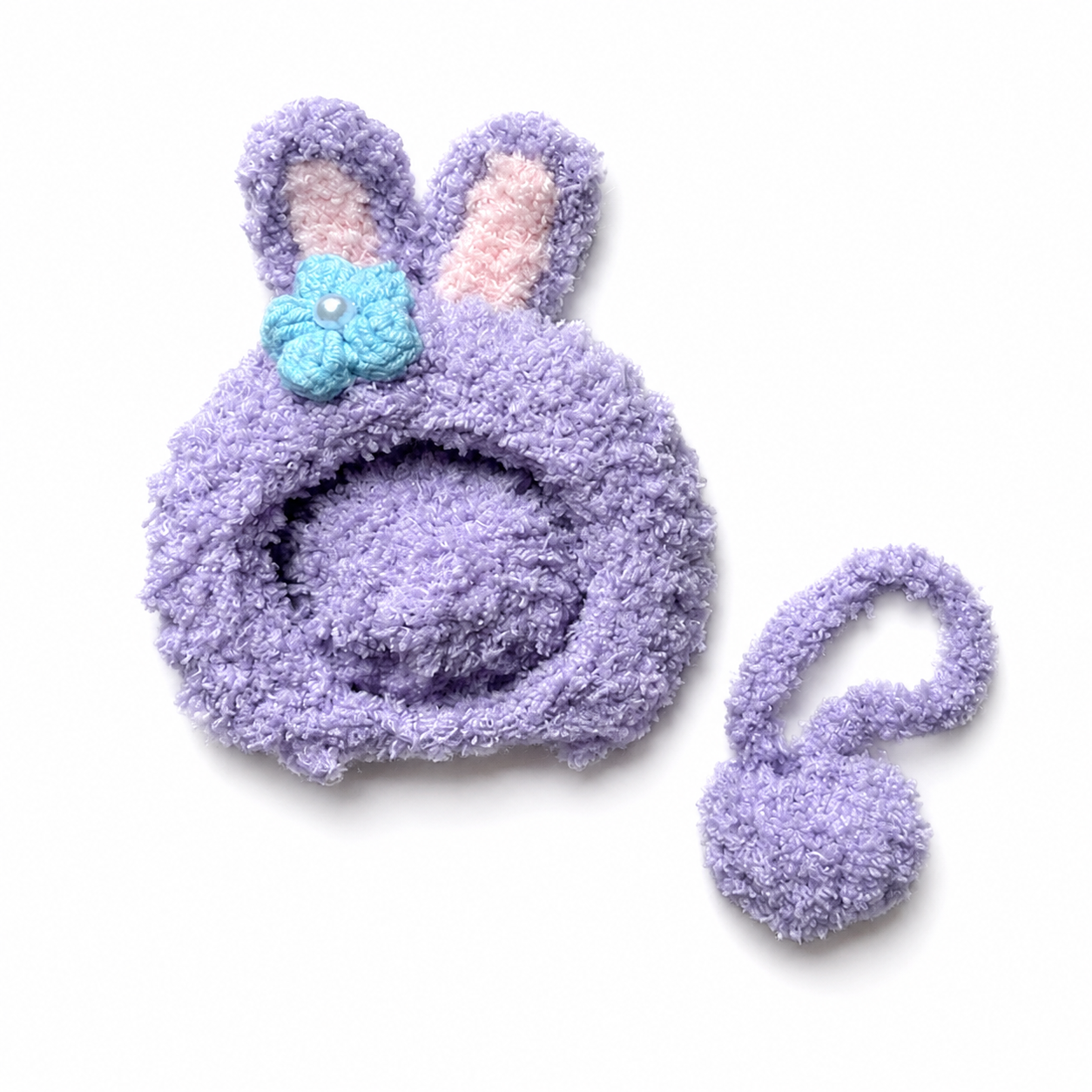 Amusable peanut/Small peanut penguin outfit - Purple Bunny Hood & Crossbody Bag Set